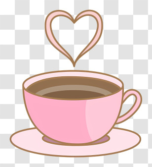 Icon - Pink Coffee Cup With Heart Steam Transparent PNG