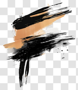 Brush Stroke - Abstract Brush Strokes In Black And Beige Transparent PNG