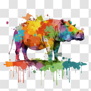Hippo
 - Creative Colorful Hippopotamus Artwork Transparent PNG