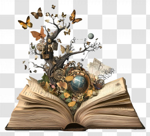 Book Ancient - Open Book With Magical Decorations Transparent PNG