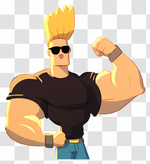 Johnny Bravo - Muscular Cartoon Character Flexing Transparent PNG