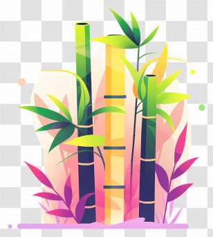 Bamboo - Artistic Bamboo Plants Illustration Transparent PNG