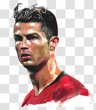 Cristiano Ronaldo - Stylized Male Portrait Illustration Transparent PNG