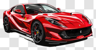 Ferrari 812 Competizione - Red Sports Car Illustration Transparent PNG