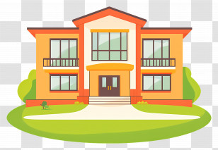 Cartoon School - Modern Two-Story House Transparent PNG