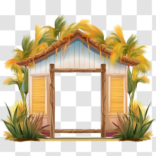 Sukkot Frame
 - Tropical House With Palm Roof Illustration Transparent PNG