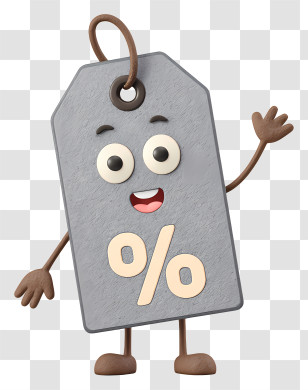 Grey Discount Price Tag - Smiling Gray Percentage Price Tag Transparent PNG