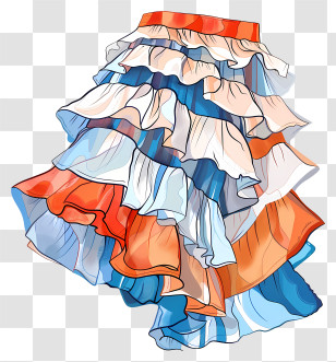 Skirt - Colorful Ruffled Skirt Transparent PNG