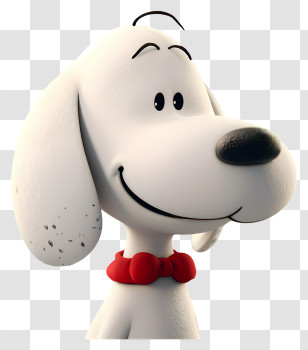 Snoopy - Charming White Dog Cartoon With Red Collar Transparent PNG