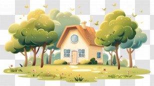 Cottage Garden - Small House In Lush Greenery Illustration Transparent PNG