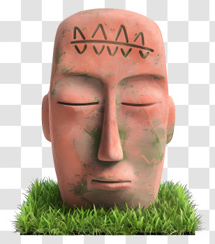Ancient Symbol - Statue Head On Grass Background Transparent PNG