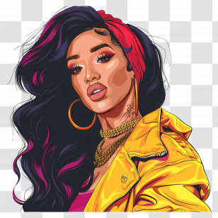 Cardi B - Stylish Modern Art Portrait Of A Woman Transparent PNG