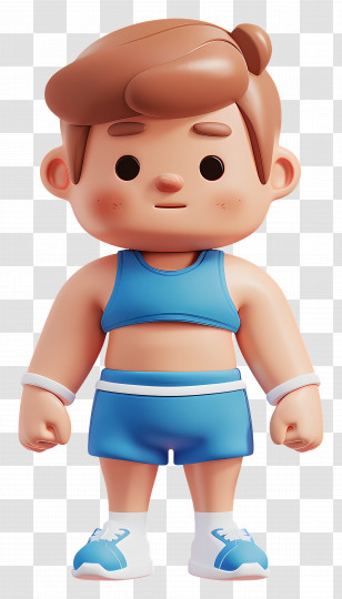 Fitness Man - Cartoon Character In Blue Sportswear Transparent PNG