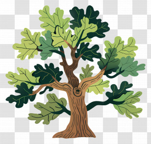 Oak Tree - Cartoon Oak Tree Transparent PNG