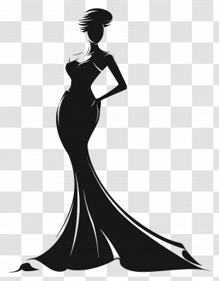 Elegant Woman Silhouette - Silhouette Of Woman In Elegant Gown Transparent PNG