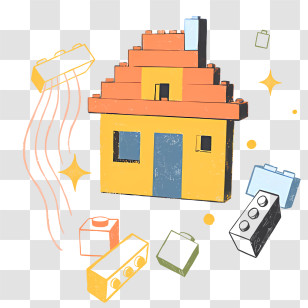 Blocks - Colorful Toy Block House Illustration Transparent PNG
