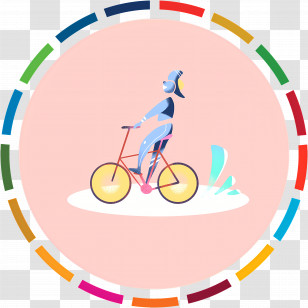 Public Transport - Cyclist In Colorful Circle Transparent PNG