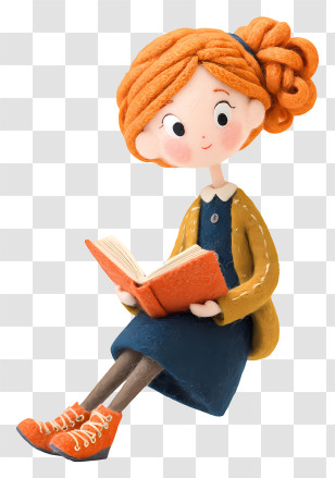 Girl Doing Book Reading - Girl Sitting And Reading A Book Transparent PNG