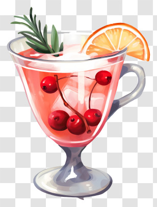 Red Fruit Cocktail - Refreshing Drink With Berries And Orange Slice Transparent PNG