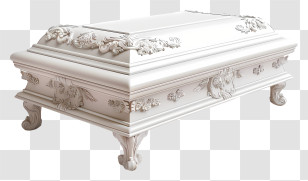 Funeral - Ornate White Coffin Transparent PNG