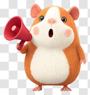 Guinea Pig Holding Megaphone - Adorable Hamster Announcing With Megaphone Transparent PNG