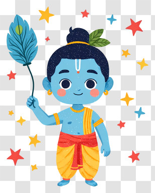 Krishna Celebrating New Year - Starry Little Blue Boy Transparent PNG
