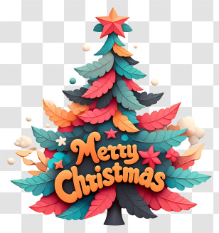 Merry Christmas Tree - Merry Christmas Colorful Tree Transparent PNG