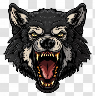 Wolf Head - Angry Wolf Illustration With Fierce Details Transparent PNG