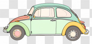 Cartoon Car - Colorful Retro Car Illustration Transparent PNG