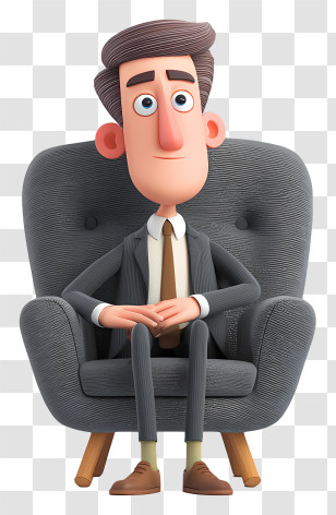 Cartoon Businessman Sit Chair - Cartoon Man Sitting In Chair Transparent PNG
