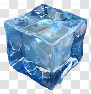 Ice Block - Shiny Blue Ice Cube Illustration Transparent PNG