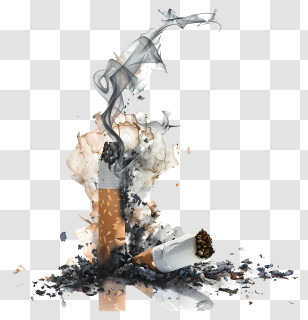 Take Down Tobacco - Burning Cigarette With Smoke Transparent PNG