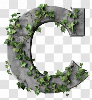 Letter C - Decorative Ivy-Covered Letter C Transparent PNG