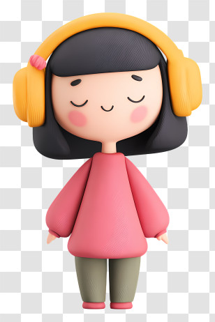 Girl Enjoying Audio - Girl Enjoying Music With Headphones Transparent PNG
