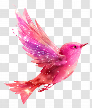Bird - Magical Pink Bird With Sparkling Feathers Transparent PNG