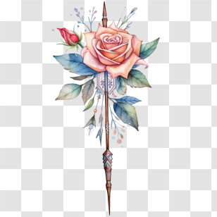 Watercolor Arrow
 - Rose With Spear In Watercolor Style Transparent PNG