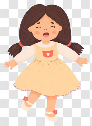 Cartoon Girl - Crying Girl In Dress Transparent PNG