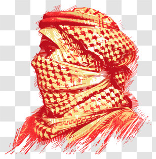 Keffiyeh Scarf - Traditional Keffiyeh Scarf In Red And White Illustration Transparent PNG