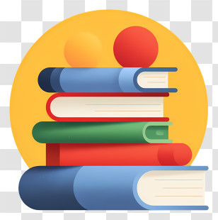 Books Icon - Stack Of Books On Yellow Background Transparent PNG