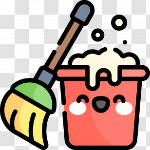 Cleaning Mop - Cute Cleaning Supplies With Broom And Bucket Transparent PNG