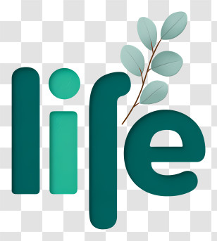 Life - Green 'life' Logo With Leaf Transparent PNG