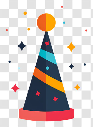Party Hat - Colorful Party Hat With Confetti Design Transparent PNG