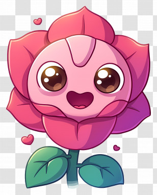Rose Flower Cartoon - Adorable Smiling Flower Cartoon Transparent PNG