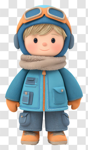 Winter Child Boy - Winter Child In Blue Outfit Ready For Adventure Transparent PNG