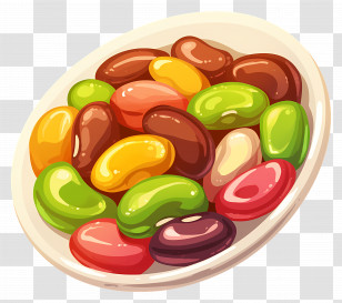 Cartoon Beans - Plate Of Colorful Jelly Beans Transparent PNG