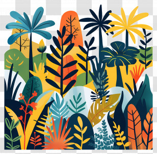 Forest Jungle - Colorful Jungle Illustration Transparent PNG