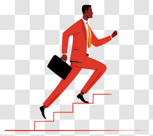 Climbing Stairs To Success - Businessman Climbing Stairs Transparent PNG