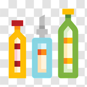 Cooking Oil - Colorful Bottles Transparent PNG