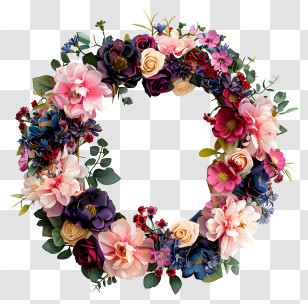 Flower Wreath - Delicate Floral Wreath Design Artwork Transparent PNG