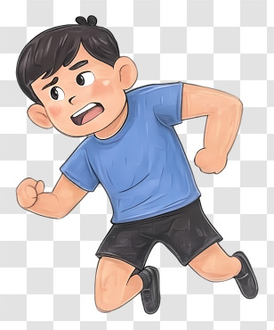 Running Boy - Boy Running In Blue Shirt Transparent PNG